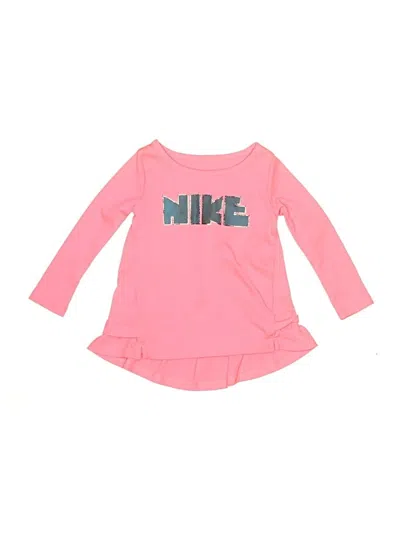 Pre-owned Nike Babies' Long Sleeve Top Pink Scoop Neck Tops