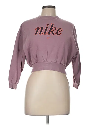 Pre-owned Nike Long Sleeve Top Purple Mock Neckline Tops