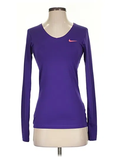 Pre-owned Nike Long Sleeve Top Purple V Neck Tops