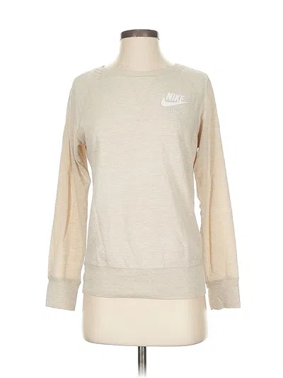Pre-owned Nike Long Sleeve Top Tan Crew Neck Tops In Brown