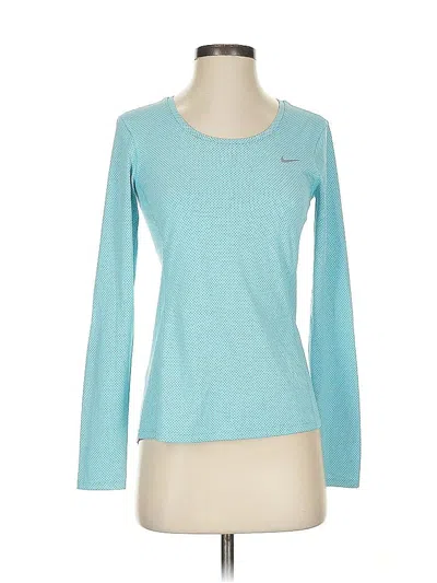 Pre-owned Nike Long Sleeve Top Teal Crew Neck Tops In Blue
