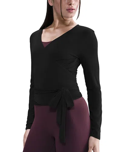 Nike Long Sleeve Wrap Top In Black
