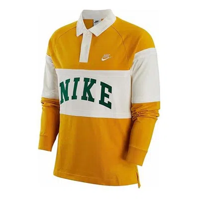 Nike Long Sleeves Logo Polo Shirt 'yellow' In Orange
