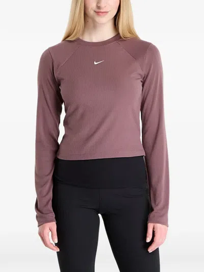 Nike Long-sleeve Ribbed Top In Purple