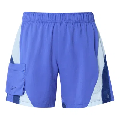 Nike Loose Big Pocket Splicing Design Sports Training Shorts Blue