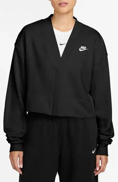 Nike Loose Fleece Cardigan In Black