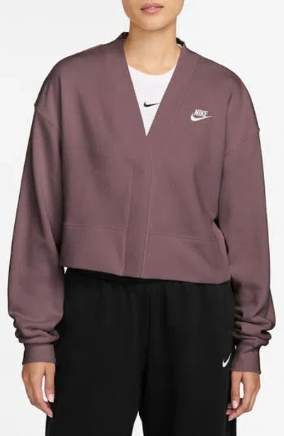 Nike Loose Fleece Cardigan In Pink