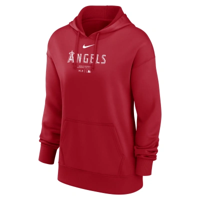 Nike Los Angeles Angels Authentic Collection Practice  Women's Dri-fit Mlb Pullover Hoodie In Red