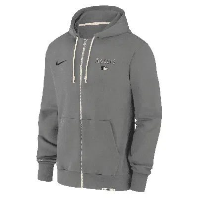 Nike Los Angeles Angels Authentic Collection Travel  Men's Dri-fit Mlb Full-zip Hoodie In Grey