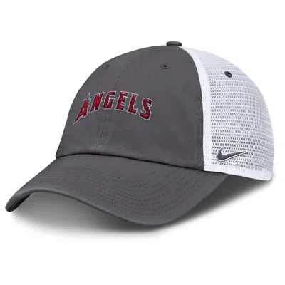 Nike Los Angeles Angels Wordmark Club  Men's Mlb Trucker Adjustable Hat In Gray