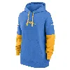 Nike Women's Powder Blue/gold Los Angeles Chargers 2024 Sideline Essential Fleece Pullover Hoodie In Blue