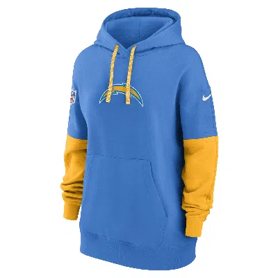 Nike Women's Powder Blue/gold Los Angeles Chargers 2024 Sideline Essential Fleece Pullover Hoodie In Powder Blue,gold