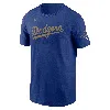 Nike Royal Los Angeles Dodgers 2025 Gold Collection Wordmark T-shirt In Blue