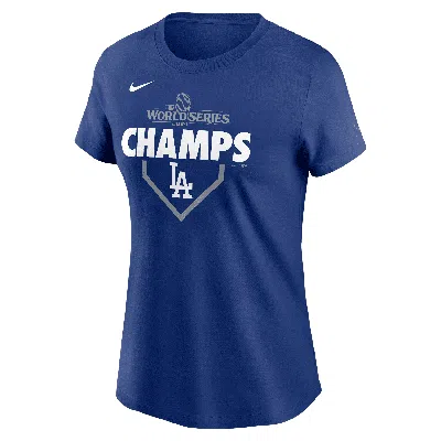 Nike Los Angeles Dodgers 2024 World Series Champions Lockup  Women's Mlb T-shirt In Blue