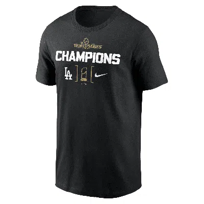 Nike Los Angeles Dodgers 2024 World Series Champions Trophy  Men's Mlb T-shirt In Black