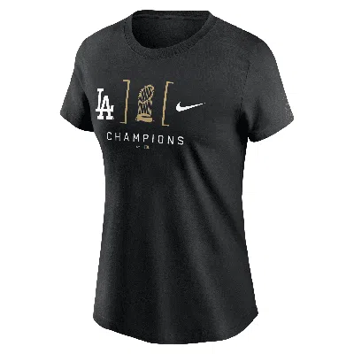Nike Los Angeles Dodgers 2024 World Series Champions  Women's Mlb T-shirt In Black