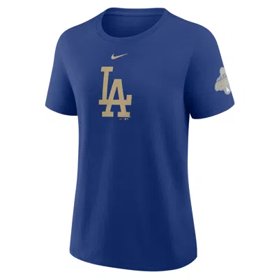 Nike Los Angeles Dodgers 2025 World Series Champion Gold Series Logo  Women's Mlb T-shirt In Blue