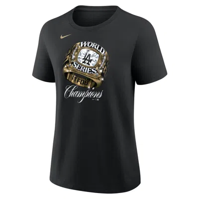 Nike Los Angeles Dodgers 2025 World Series Champion Gold Series  Women's Mlb T-shirt In Black