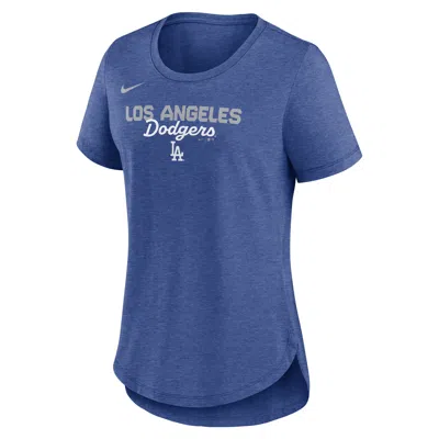 Nike Los Angeles Dodgers Arched Team Name  Women's Mlb T-shirt In Blue