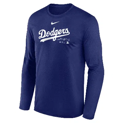 Nike Los Angeles Dodgers Authentic Collection Practice  Men's Dri-fit Mlb Long-sleeve T-shirt In Blue