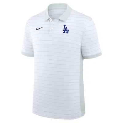 Nike Los Angeles Dodgers Authentic Collection Striped Victory  Men's Dri-fit Mlb Polo In White