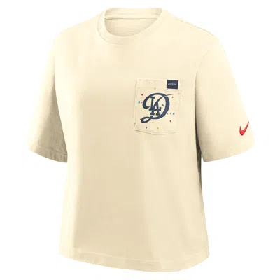 Nike Los Angeles Dodgers City Connect Pocket Boxy  Women's Mlb T-shirt In Brown