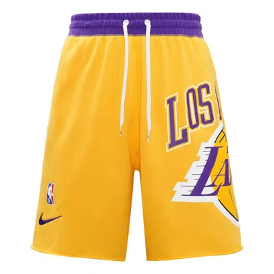 Nike Los Angeles Lakers Basketball Athleisure Casual Sports Breathable Shorts Yellow