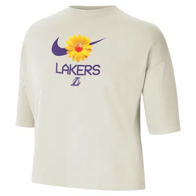 Nike Los Angeles Lakers Courtside  Women's Nba Boxy T-shirt In White