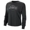 Nike Los Angeles Lakers Courtside  Women's Nba Shine Boxy Long-sleeve T-shirt In Black