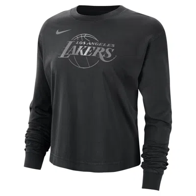Nike Los Angeles Lakers Courtside  Women's Nba Shine Boxy Long-sleeve T-shirt In Black
