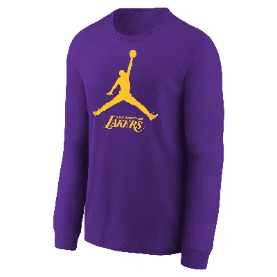 Nike Los Angeles Lakers Essential Big Kids' Jordan Nba Long-sleeve T-shirt In Black