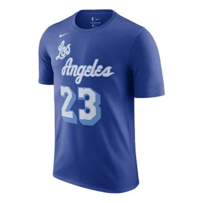 Nike Los Angeles Lakers Lebron James No. 23 Casual Sports Training Basketball Short Sleeve Blue