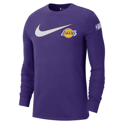 Nike Los Angeles Lakers Swoosh Essential  Men's Nba Long-sleeve T-shirt In Purple