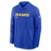 Nike Royal Los Angeles Rams Sideline Pure Fury Performance Long Sleeve Hoodie T-shirt In Blue