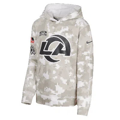 Nike Los Angeles Rams Salute To Service Primary Edge Club Big Kids'  Nfl Pullover Hoodie In White