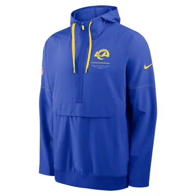 Nike Los Angeles Rams Sideline Anorak  Men's Nfl 1/2-zip Hooded Jacket In Blue