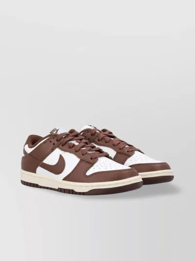 Nike Low Dunk Mesh Sneakers With Knit Trim In Brown