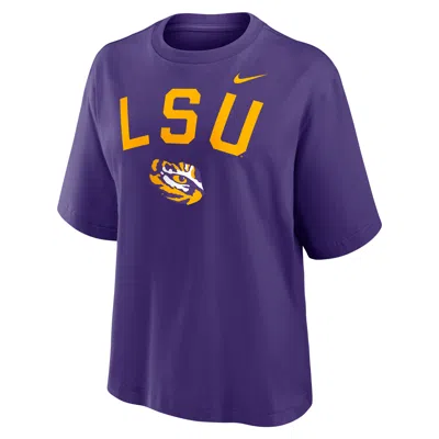 Nike Lsu Arch Over Logo Boxy  Women's College T-shirt In Purple