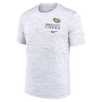 Nike Lsu Campus Chest Stack Velocity  Men's Dri-fit College T-shirt In White