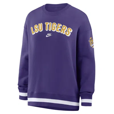Nike Lsu Legacy Phoenix  Women's College Oversized Pullover Crew In Purple