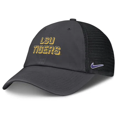 Nike Lsu On-field Club Gameday  Men's College Trucker Adjustable Hat In Black