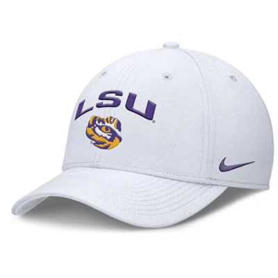 Nike Lsu On-field Rise Swoosh  Men's Dri-fit College Hat In White