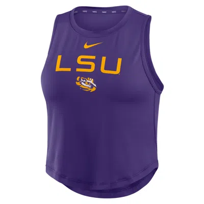 Nike Lsu One  Women's Dri-fit Cropped Tank Top In Purple