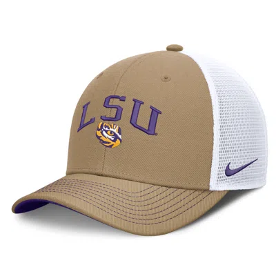 Nike Lsu Primetime Arched  Unisex Dri-fit College Trucker Adjustable Hat In Brown