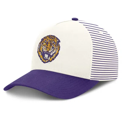 Nike Lsu Rise  Unisex Dri-fit College A-frame Adjustable Hat In White