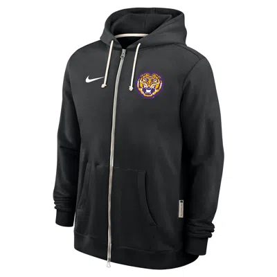 Nike Lsu Sideline  Men's Dri-fit College Full-zip Hoodie In Black