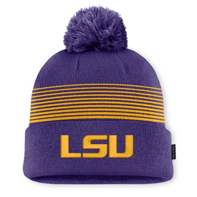 Nike Lsu Sideline Peak  Unisex College Cuffed Pom Beanie In Purple