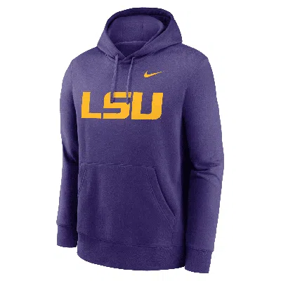 Nike Lsu Tigers Primetime Evergreen Club Primary Logo  Men's College Pullover Hoodie In Purple