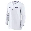 Nike Lsu Tigers Sideline Coach  Men's Dri-fit College 1/2-zip Long-sleeve Top In White