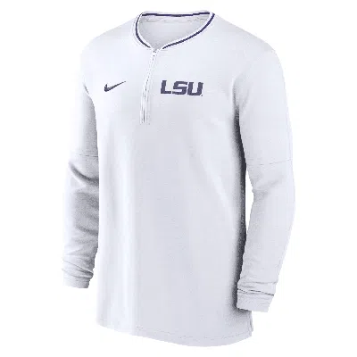 Nike Lsu Tigers Sideline Coach  Men's Dri-fit College 1/2-zip Long-sleeve Top In White